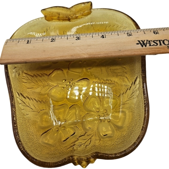 Vintage Hazel Atlas Glass Amber Apple-Shaped Dish - Picture 6 of 7